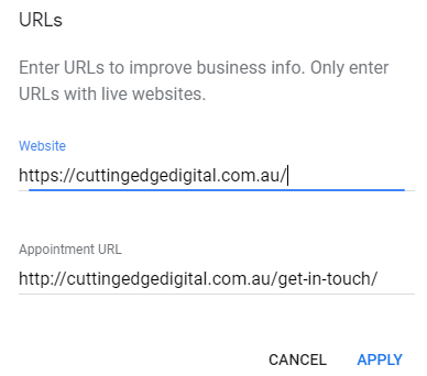 Google My Business Features You Should Be Using - URLs